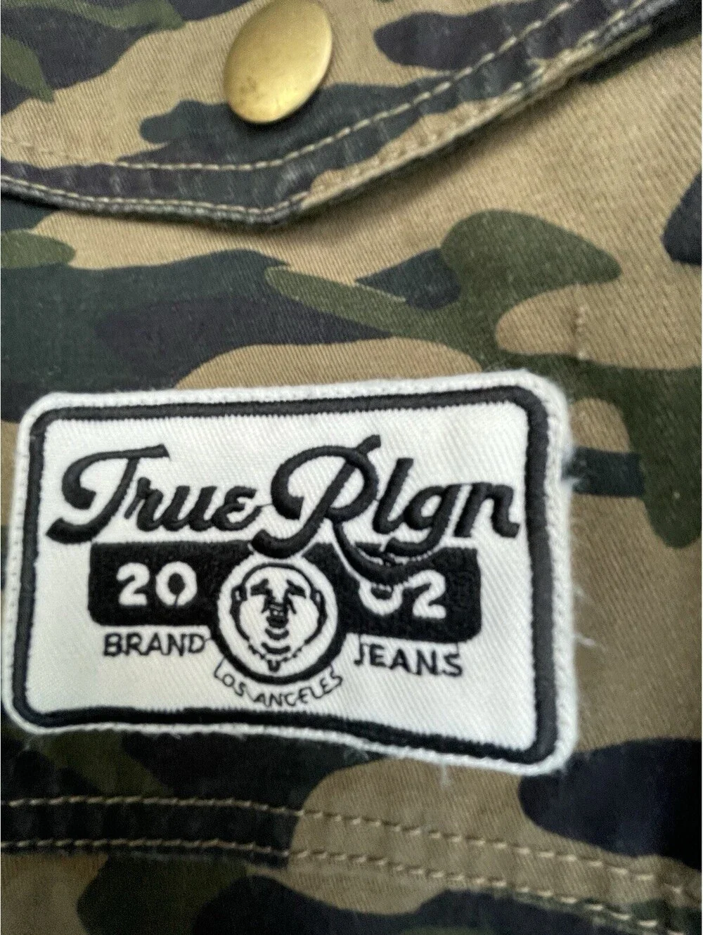 True Religion Camo Military Jacket Mens M Workwear Utility Camouflage